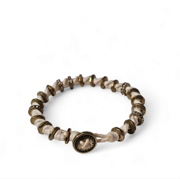Fossil Knotted Cream String and Metal Disc Bracelet - Picture 2 of 6